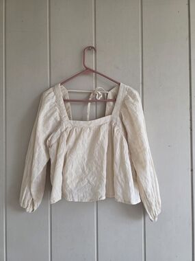 Altard State Babydoll Peasant Crop Top XSmall Beige